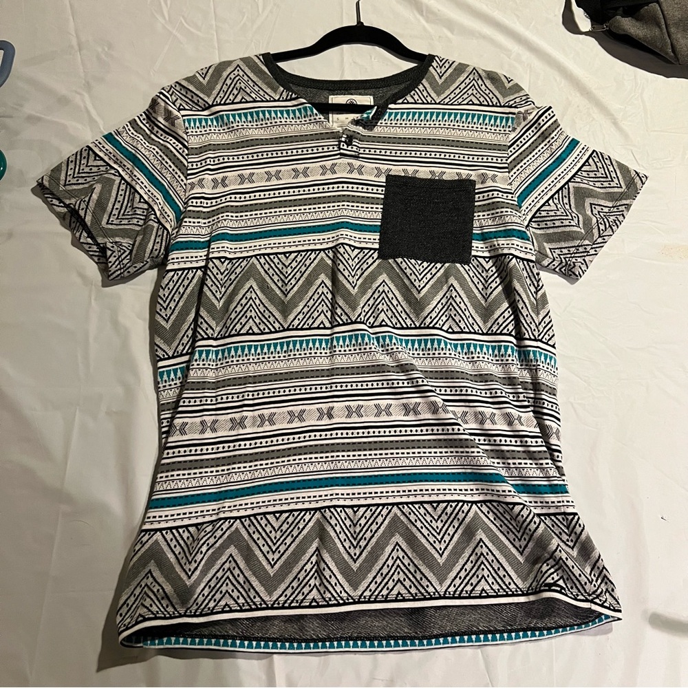 On the Byas size large Aztec pattern shirt